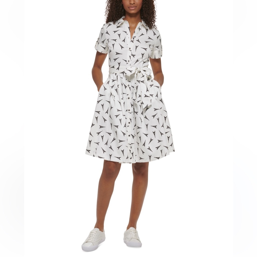 Karl Lagerfeld White Eiffel Tower Shirt Dress